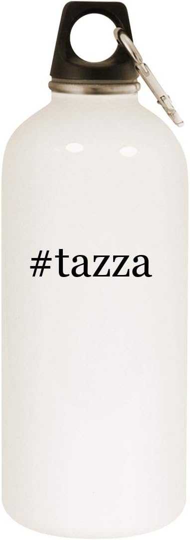 #tazza - 20oz Hashtag Stainless Steel White Water Bottle with Carabiner, White