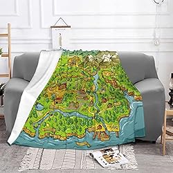 Stardew Valley Map Throw Blanket Soft Warm Bed