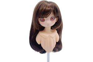 Yutotue 1/6 BJD Dolls Wig Straight Curly Hair with Bangs for 1/6 BJD Doll Soft Hair (Light Brown)