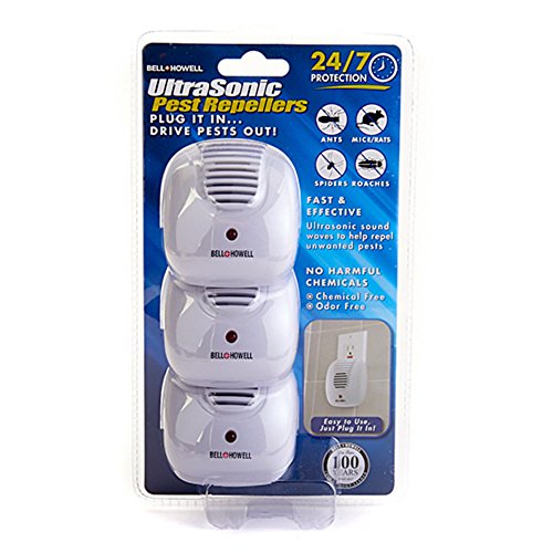 3 Pack Bell + Howell Ultrasonic Pest Repellers With Dust-To-Dawn Sensor Light