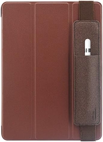 Take Ao Slim Apple Pencil Holder- Premium PU Leather Elastic Pencil Pocket Sleeve Pouch Compatible with iPad Pro 9.7,iPad New 9.7 A1822 & iPad Pro 10.5 Cases,(Hold Two Pencils),Brown