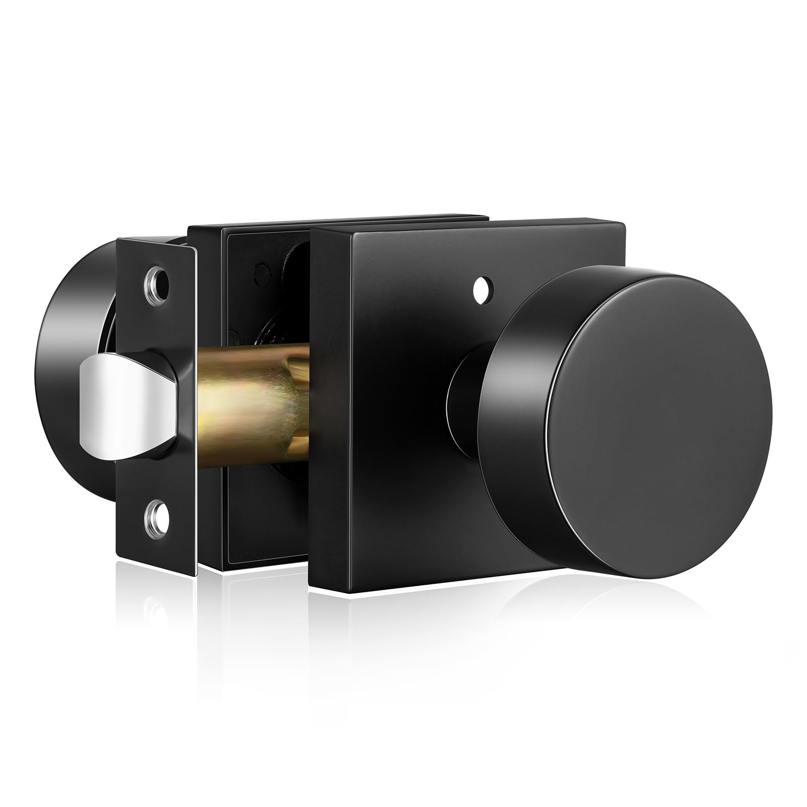 Photo 1 of ***	Does not have lock***HIMEETIME Matte Black Door Knobs Interior with Lock, Modern Square Door Handle for Bedroom Bathroom***	Does not have lock***