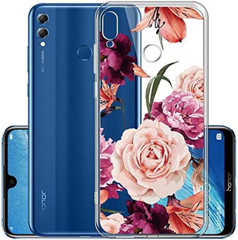 Flower Series Floral Painted Pink Purple Peony Pattern Printed Design Transparent TPU Soft Silicone Case for Huawei P Smart Plus/Nova 3i,SKYXD 3D Colorful Embossed Beautiful Blossom Flexible Cover