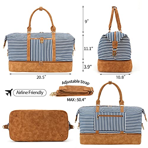 Canvas Weekender Bag for Women, Large Travel Duffle Bags Leather