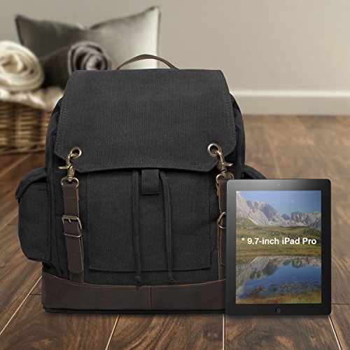 Jeep An American Tradition Rucksack Backpack Bag Leather Straps Black & White