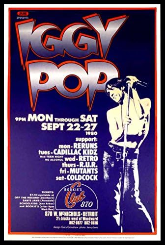 Iggy Pop Live at Bookies Concert Poster FRIDGE MAGNET 3.5x5 Large