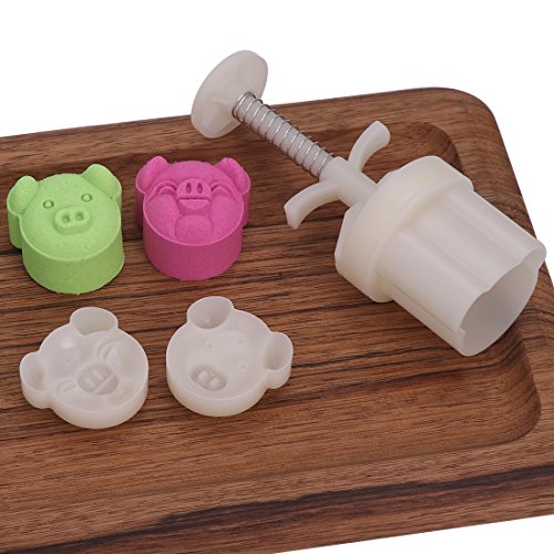50g 2pcs Cute Pig Face Pattern Cookie Stamps Moon Cake Mold, Thickness Adjustable Cookie Press DIY Decoration Hand Press Cutter Cake Mold - Thumbnail 2