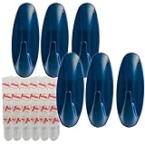 Command Hooks Medium Size 3M Hooks Indigo Blue Wall Hooks, 6-Hooks