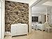 3D Effect Embossed Stack Brick Wallpaper Stone Textured Print Wall Paper for Home Room Decoration (Beige)
