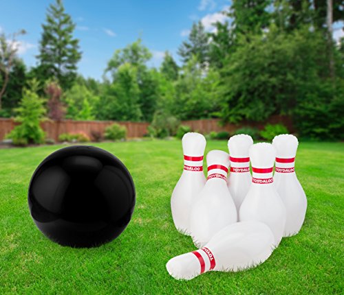 Toydaloo Giant Inflatable Bowling Kids Set 7 Piece - Jumbo Bowling Pins Outdoor Yard Game | Large Oversize Sports Games for Kids 3 and Up - Beach | Camping | Parks | Sporting Events | Party - Thumbnail 3