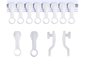 KILYMEZH Curtain Glider Hooks White Plastic Curtain Hook for Curtain Rail Track, Pack of 50