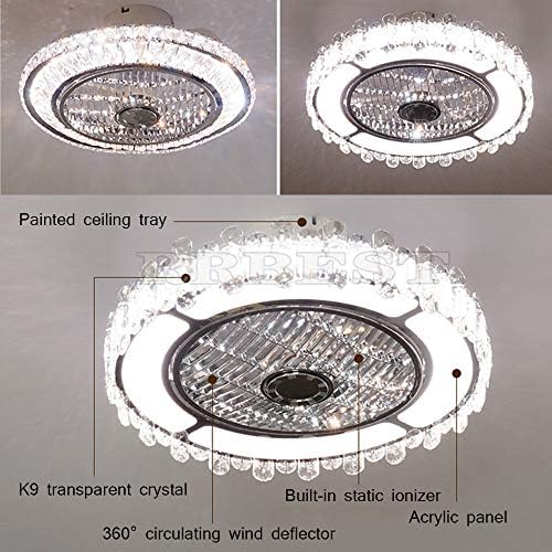 Ceiling Fan with Lamp, Crystal Ceiling Fan with LED Light, 72W Modern