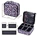 Joligrace Makeup Travel Bag Organizer for Women Cute Cosmetic Storage Train Case Portable Big Large Capacity with Adjustable Dividers for Make-Up Brush Toiletry Jewelry Purple Floral Print