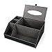 Amzdeal PU Leather Tissue Box Holder Multi-functional Home Office Desk Organizer Storage Box (Black)