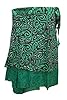 Stylish Boho Gypsy Wrap Skirt Printed Green Two Layer Silk Sari Short Skirts