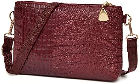Women Fashion Handbag Crocodile Pattern Shoulder Bag Small Tote Ladies Purse (Wine)