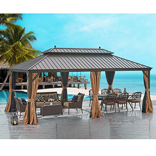 Hardtop Gazebo 12' X 20' Galvanized Steel Outdoor Gazebo Canopy