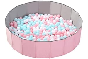 OMNISAFE 51x11.8Inch Kids Ball Pit Without Balls, Foldable & Portable & Reusable Balls Pit for Toddlers, Play Pit for Dog, Indoor & Outdoor Use, Oversized (Pink)