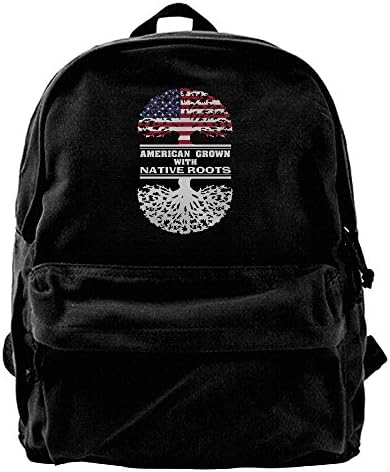 American Grown With Native Roots Canvas Backpack Travel Rucksack Backpack Daypack Knapsack Laptop Shoulder Bag