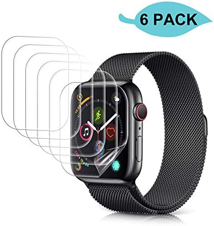 [6 Pack] Screen Protector for Apple Watch Series 5 44mm / Series 4 44mm, KKTICK [Anti-Bubble] [Max Coverage] HD Clear Flexible TPU Film Protector for iWatch 44mm, Easy to Install