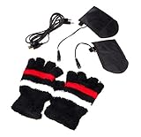 Natuworld Laptop Gloves Woolen Fingerless Gloves USB 2.0 Heated Half Winter Warm Hand Warmer Gloves Mitten Computer Electric Heat Gloves