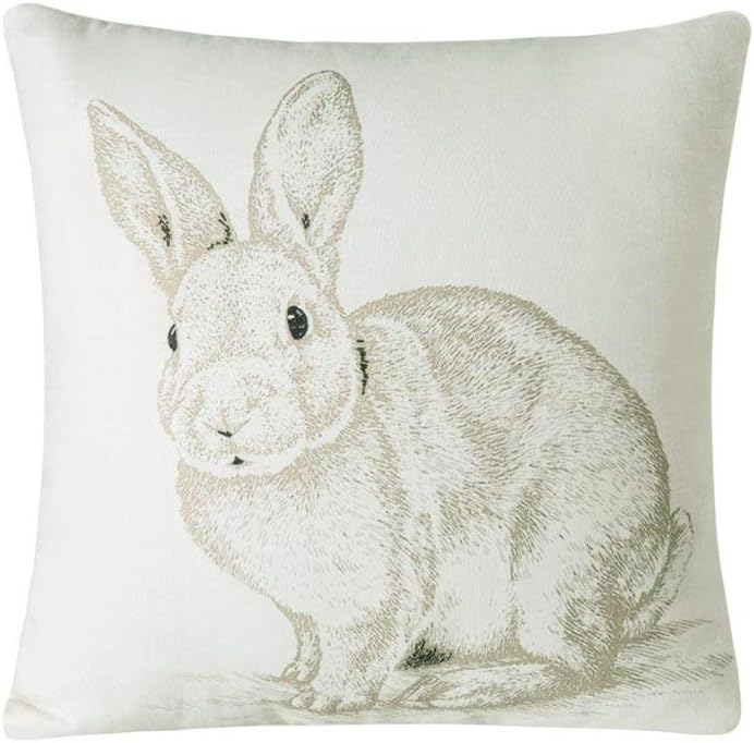 Whoyun Decorative Easter Bunny Farmhouse Throw Pillow Covers Home Decor Pillowcases Linen Soft Cushion Cover 18 x 18 Cute Funny