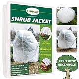 Remiawy Plant Covers Freeze Protection Frost Blanket for Plants Trees Shrubs-Reusable Shrub Covers Jacket with Zipper Drawstring, Frost Cover for Animal Protection (85"X75" Shrub Jacket 2 oz/sq yd)