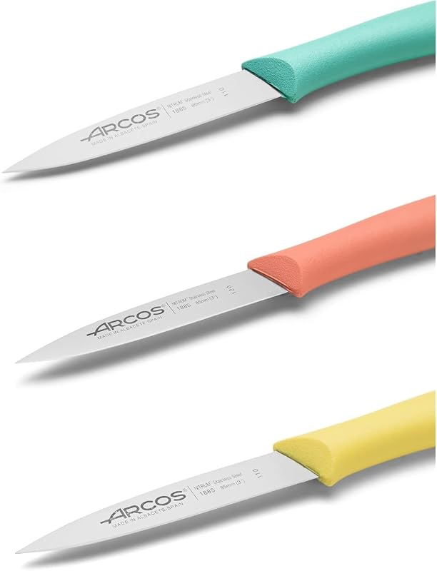 Nova, Set Coltello Sbucciare, Acciaio Inossidabile NITRUM 85 mm, Manico Polipropilene in 3 colori