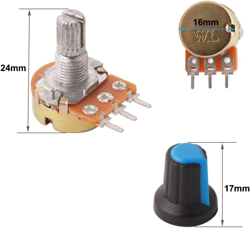 QitinDasen 10Pcs Premium Linear Rotary Taper Potentiometer, Adjustable 3 Terminal Rotary Potentiometer - Image 4