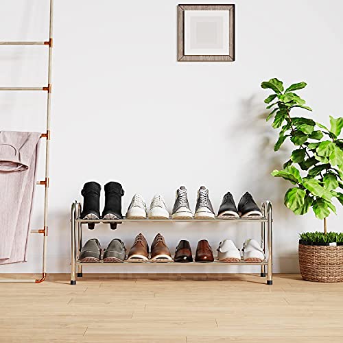 FANHAO 2-Tier Shoe Rack, 100% Stainless Steel Shoe Storage