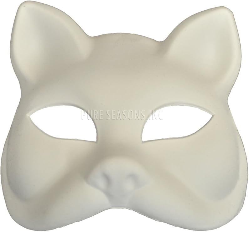 Half Face Plastic White Cat Designed Cosplay Mask