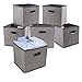 homyfort Cube Storage Bins,Foldable Cloth Boxes Baskets Organizer for Closet,Home,Office, Bedroom with Plastic Handles Set of 6 Grey Large 12x12x12