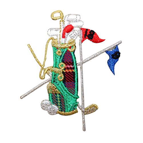 ID 1513 Golf Club Bag Flags Patch Sports Equipment Embroidered Iron On Applique