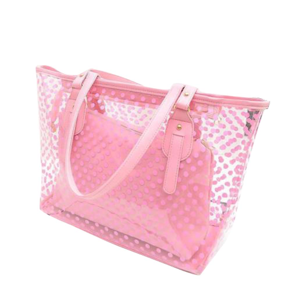 L-COOLPVC Large Candy Color Clear Shoulder Bag 2 IN 1 Beach Totes Transparent Handbags With Interior Pocket For Women
