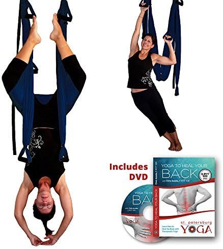 Inversion Sling - Yoga Swing (Dark Blue) + Yoga Back DVD by Gravotonics