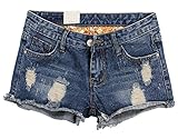 Happyyip Womens Vintage Low Waist Fringe Denim Shorts Jeans Vary Styles (US 2-4, Blue Style 2)