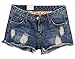 Happyyip Womens Vintage Low Waist Fringe Denim Shorts Jeans Vary Styles (US 2-4, Blue Style 2)