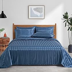 P Pothuiny 6-Piece Satin Sheets Striped