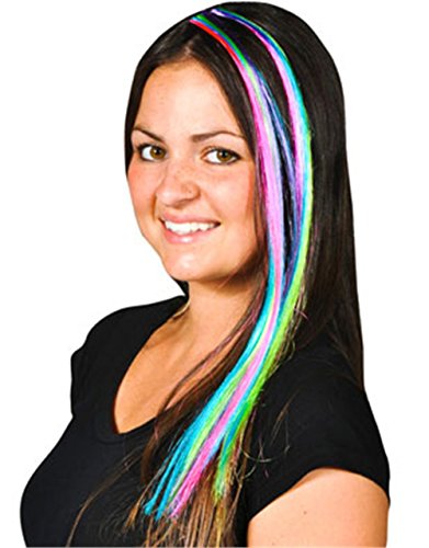 2 MULTI-COLOR RETRO PUNK COSTUME HAIR EXTENSION CLIPS