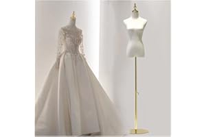 LXSEHN Female Mannequin Torso, Display Dress Form Mannequins, Size: S/2~4 55~75in Adjustable Height Wedding Dress Manikin Body, Stability Gold Metal Stand Table Maniquine for Clothing Jewelry Display