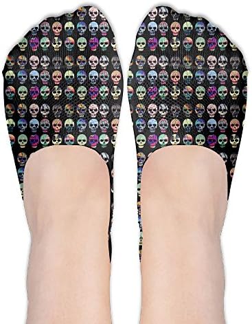 Colorful Sugar Skull Women No-Show Casual Liner Socks Non Slip Flat Boat Ankle Socks