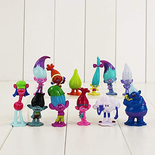 Vndaxau Troll Dolls Cake Toppers Toys Trolls Figurines Poppy and Branch 12pcs Set