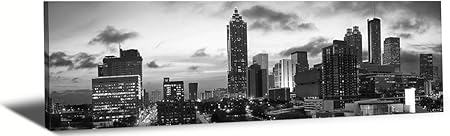 Amazon Com Jiazugo Black White Panoramic Atlanta Skyline Modern