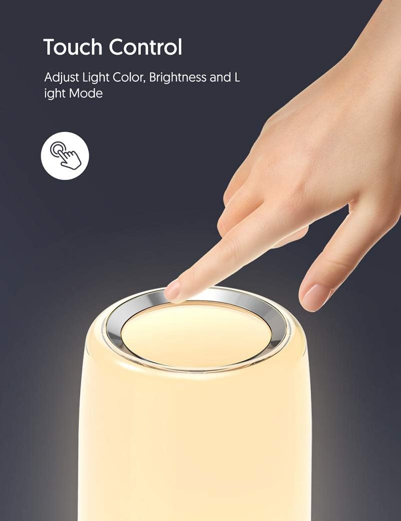 Table Lamp LED Touch Bedside Lamp Nightstand lamp Night Lights, TECKIN Desk Lamps Dimmable Warm White Light & Color Changing RGB lamps for Bedrooms, Living Rooms and Office: Home Improvement