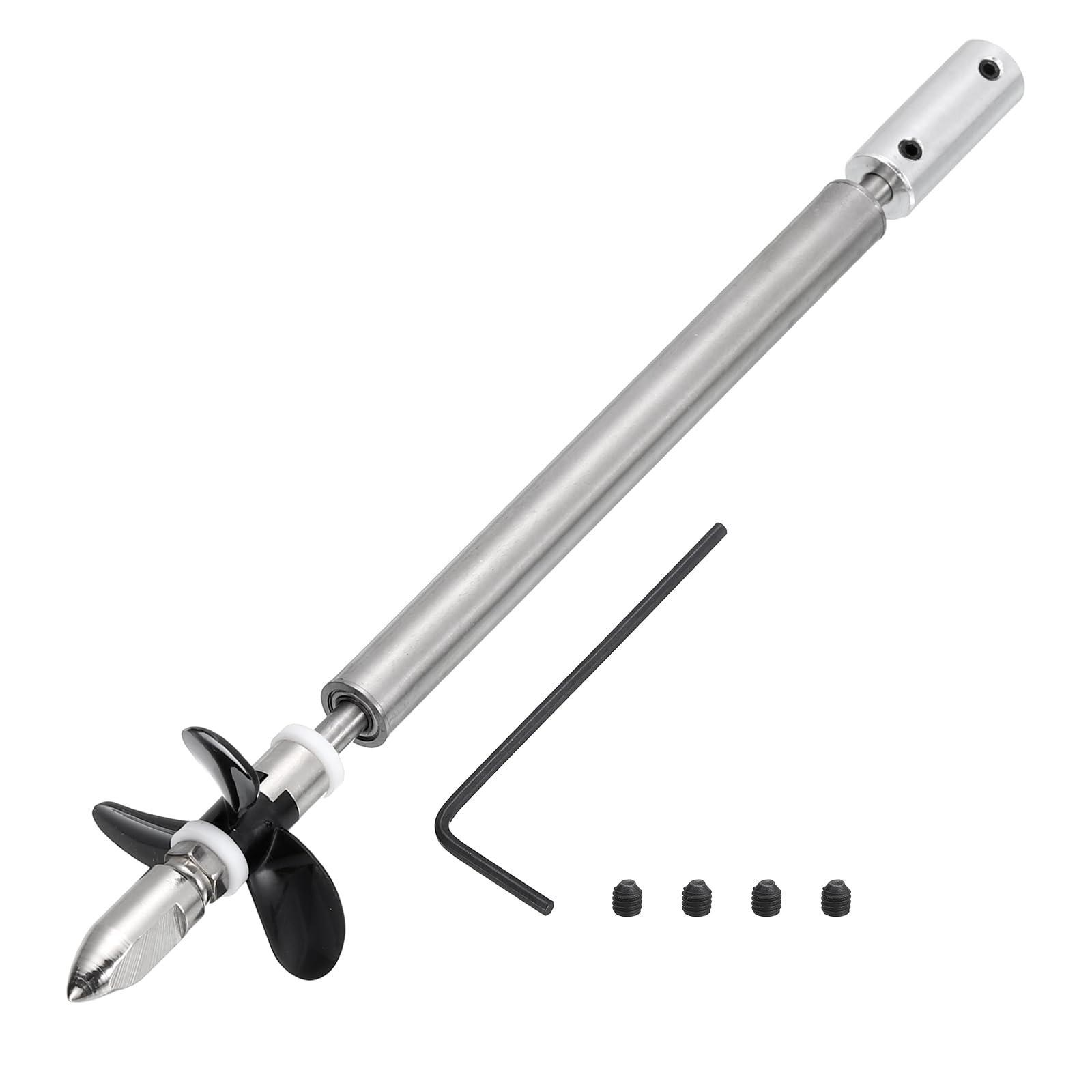 sourcing map Drive Shaft W Propeller and Coupling Joint for RC Boat Coupler Assemble Kit, L150mm Shaft, L25mm Sleeve, D36mm Three Propeller, Fit for 5 mm Motor Shaft