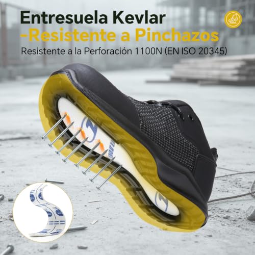 ISOOUS Zapatos de Seguridad Hombre Mujer Calzado Trabajo S3 ESD Impermeable