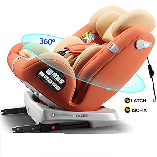 MROSW Baby Car Seat for Child, Group 0+/1/2/3 (0-36 Kg/0-12 Year), Reclining Car Seat, 2 Layer Impact Protection, Top Tether Rotation 360°,Orange