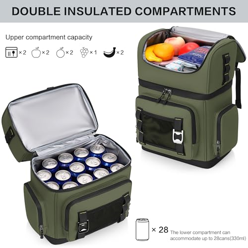 YOUNGOA Mochila Nevera Isotermica Grande, Doble Capa Impermeable Mochila Termica, Bolsa Picnic A Prueba de Fugas