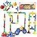 Smart Builder STEM Toys Tube Locks Building Blocks Construction Set 64 Piece Tubular Pipes Set with Wheels, Whistles, and Plastic Container Educational Engineering Toy for Kids Girls and Boys