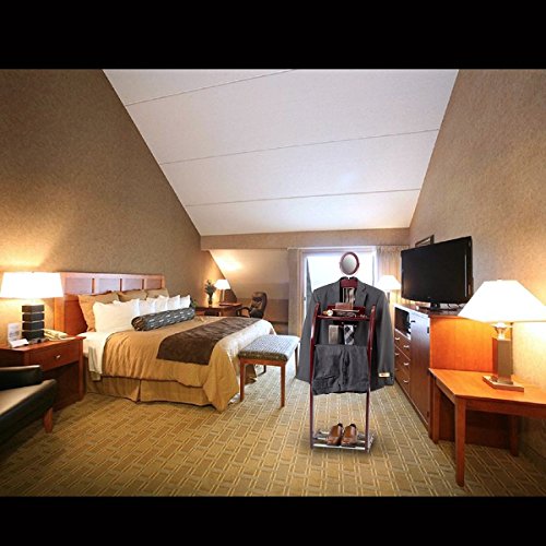 ClosetMate Executive Clothes Valet Stand - Beautiful Solid Hardwood Valet Clothing Hanging System with Mirror, Rack for Shoes, Tray for Cell phone and Keys, Great Gift